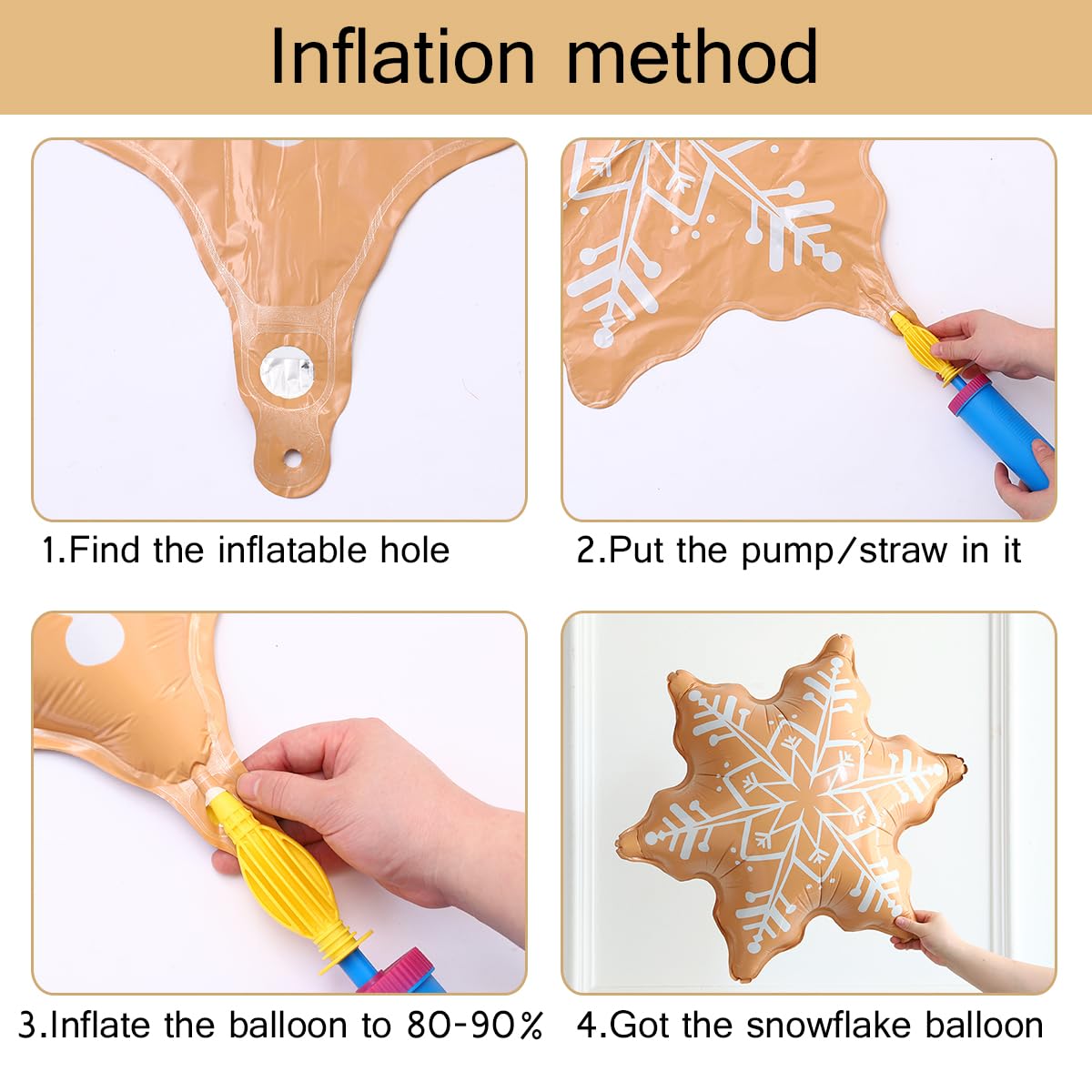Gingerbread Snowflake Balloon Garland Arch Kit, 140pcs Pink Light Brown Gold Latex Balloons with Snowflake Candy Cane Foil Balloons for Christmas Gingerbread Theme Winter Holiday Birthday Party Decor