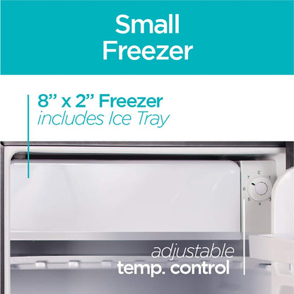BLACK+DECKER 2.5 Cu. Ft. Compact Refrigerator, ENERGY STAR Certified, Single Door Mini Fridge with Chiller Compartment, Personal Fridge for Home or Dorm Room, R600a Refrigerant, BCRK25B, Black