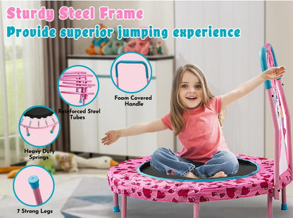 Maotifeys No-Gap 36" Mini Trampoline Toddler Trampolines with Handle for Kids, 36 inch Indoor Garden Small Kid Trampoline Baby Trampolines with Super Safe Cover for Toddlers Ages 2 to 5, Unicorn