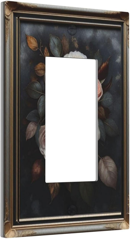 Decorative Art Light Switch Covers Elegant Rose Bouquet Art 1 Gang Rocker Outlet Decorative Switch plate Faceplate GFCI Light Switch Covers for Home Decor
