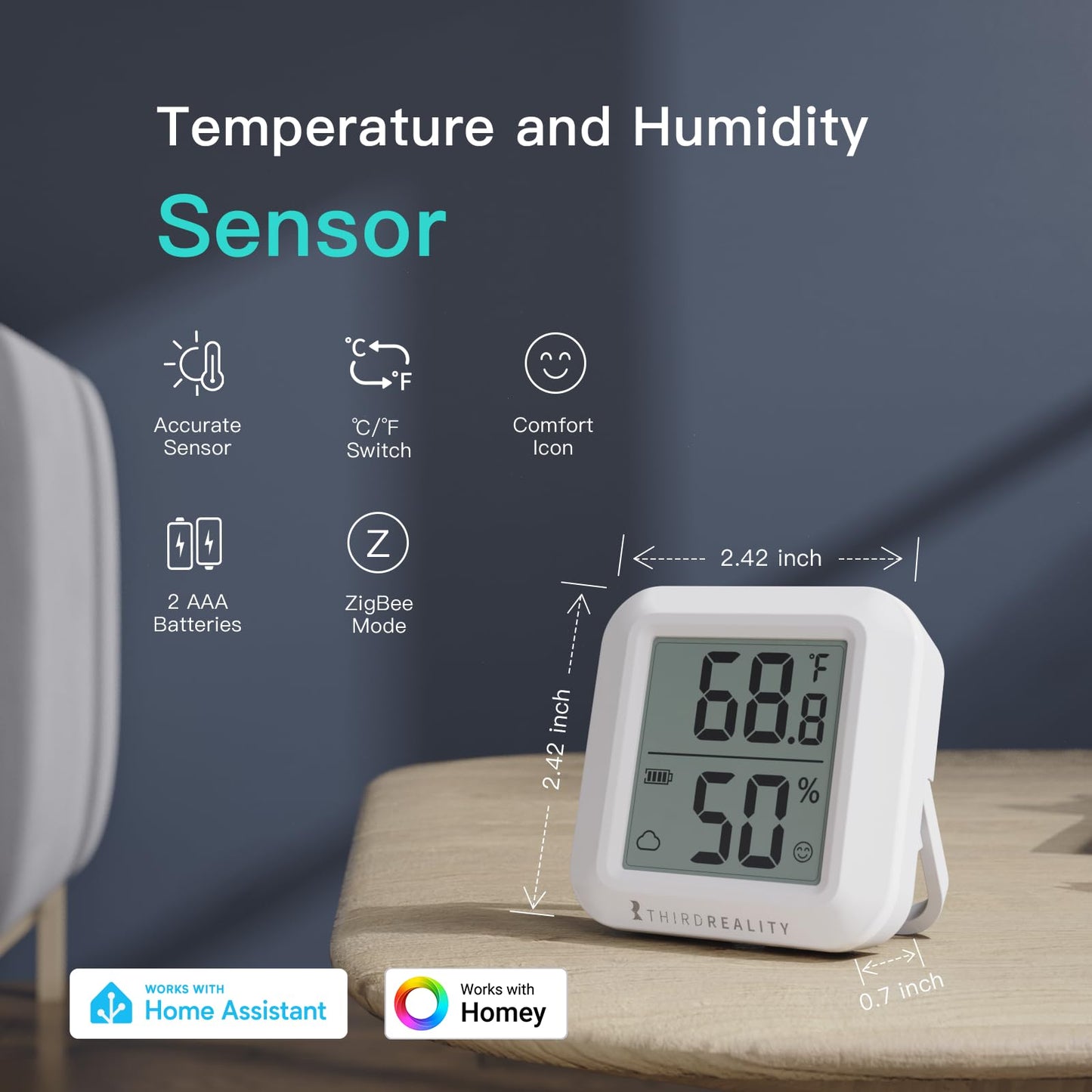 THIRDREALITY Zigbee Smart Garage Door Tilt Sensor, Adjustable Sensitivity Levels, 2-Year Battery Life, Zigbee Hub Required