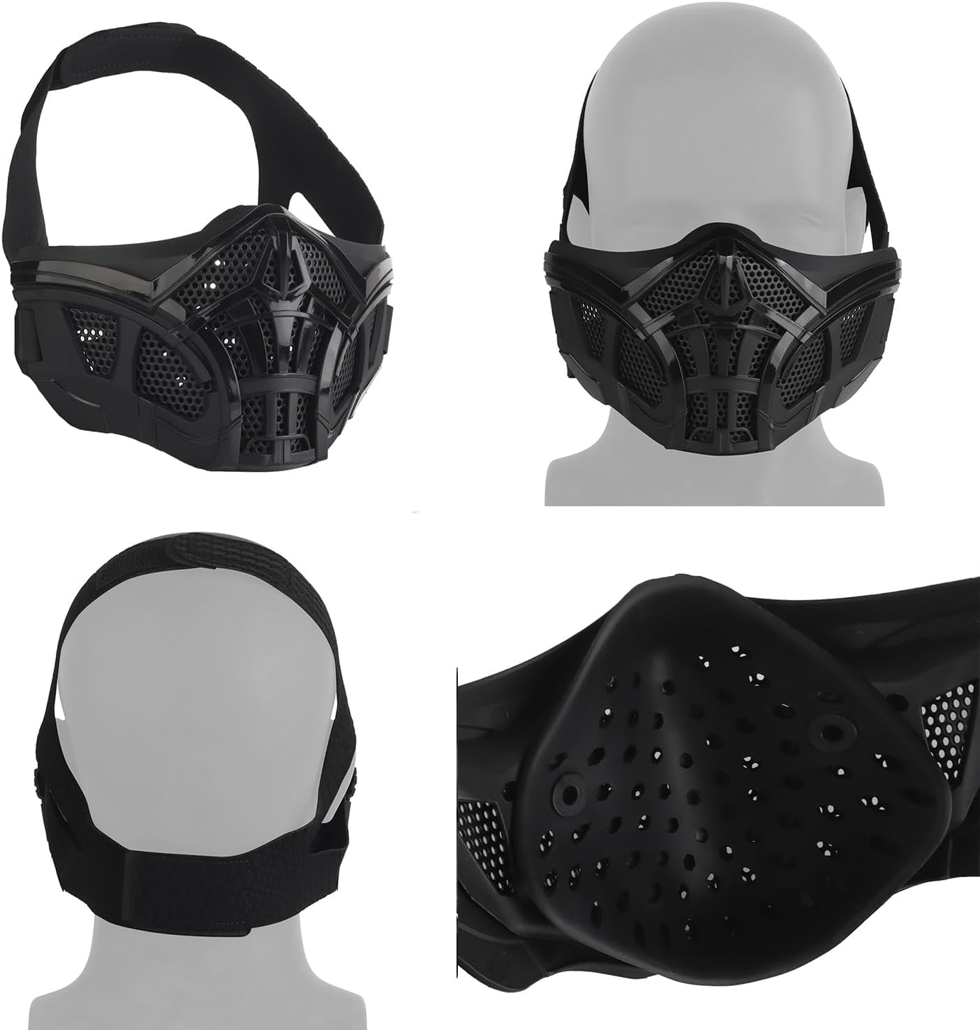 Half Masks Airsoft Paintball Scorpion Half Mask Protective Face Gears Tactical Shooting Cosplay Man (Black)