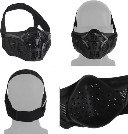 Half Masks Airsoft Paintball Scorpion Half Mask Protective Face Gears Tactical Shooting Cosplay Man (Black)