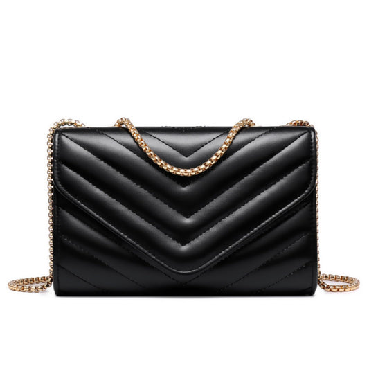 Dasein Women Small Quilted Crossbody Bags Stylish Designer Evening Bag Clutch Purses and Handbags with Chain Shoulder Strap (Black)