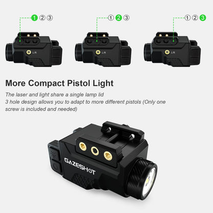 GAZESHOT 700 Lumen Pistol Light Laser Combo Weapon Light Tactical Flashlights, Magnetic USB Rechargeable with Blue Beam Sight and Strobe Mode for GL and Picatinny Rail