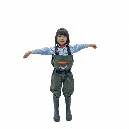 GREENWATER Kids Chest Waders Youth Fishing Waders with Boots Waterproof for Children Boys Girls Hanger & Bag Included (GREEN, 6-7Y)