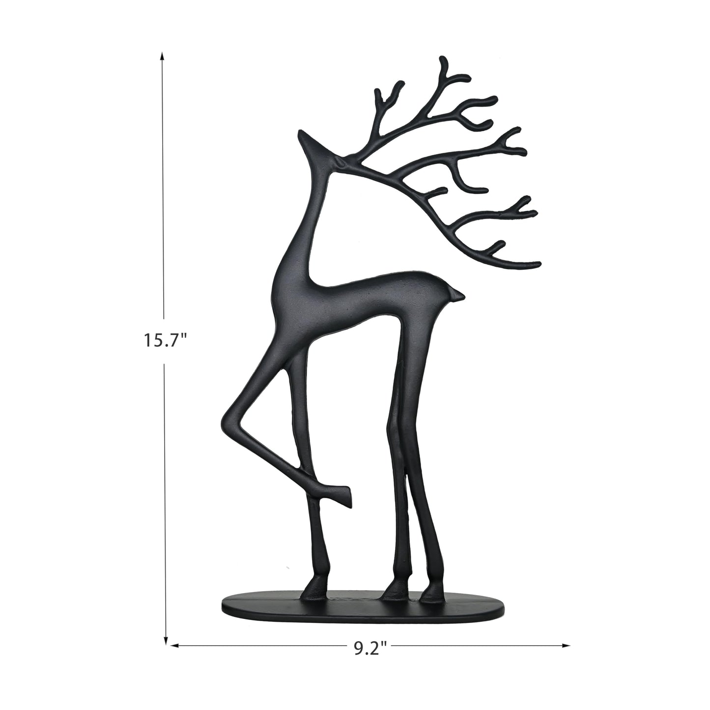 Remenna Modern Reindeer Statues Set of 2 Cast Aluminum Black Deer Sculpture Accent Figurine, Decorative, Christmas Tabletop Ornaments for Mantel Fireplace Living Room Bedroom Home Decor