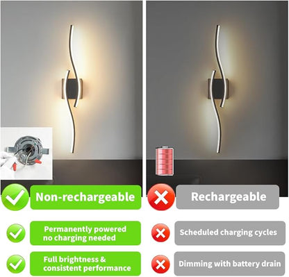 Modern Hardwired Wall Sconce Set of 2, LED Black Wall Light with Remote Control, RC Dimmable LED Wall Light Indoor, Wall Decor for Hallway Bedroom Living Room TV Wall, 27.56" in, Timer, Memory