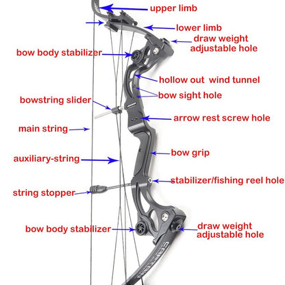 ZSHJGJR Recurve Bow American Hunting Bow 320FPS Draw Weight 40-55lbs Adjustable Compound Bow Right Hand for Archery Hunting Fishing Shooting (Black Bow Only)