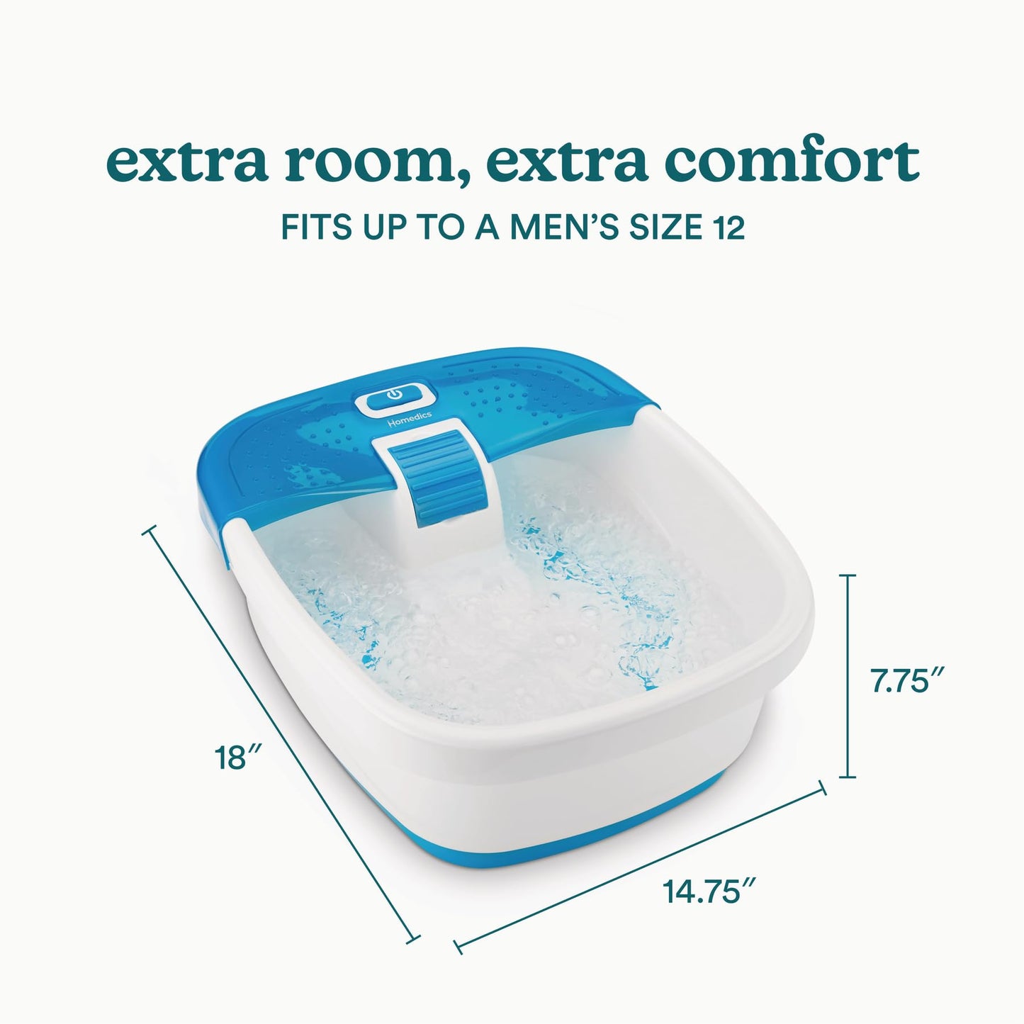 Homedics Bubble Bliss Deluxe Foot Spa with Heat Massaging Arch, 3 Acupressure Attachments, Splash Guard, Raised Nodes Creates Bubbles, Improves Circulation, Soothe Tired Muscles, Built-in Storage
