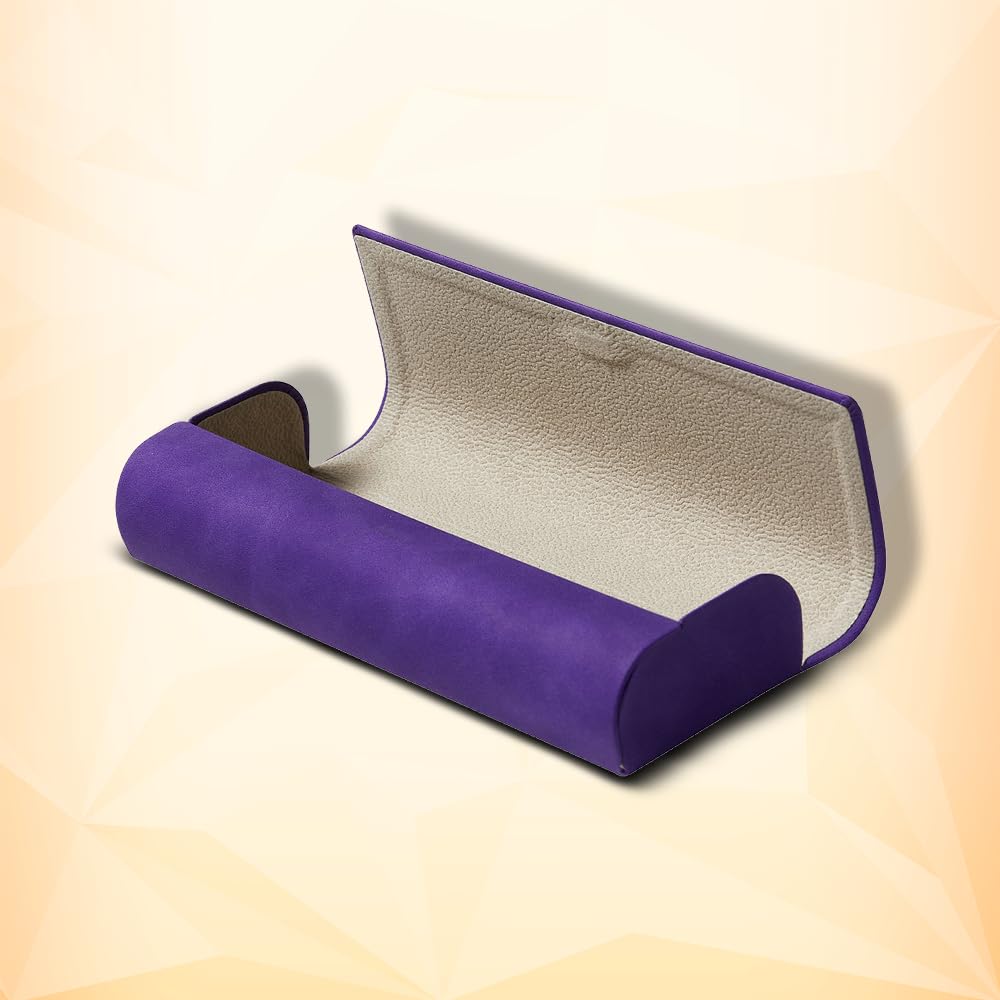 TRISKEL EYEWEAR Minimalist Rectangle Glasses Case – Slim Hard Shell PU Leather Eyewear Holder with Magnetic Closure (Amethyst Dawn)