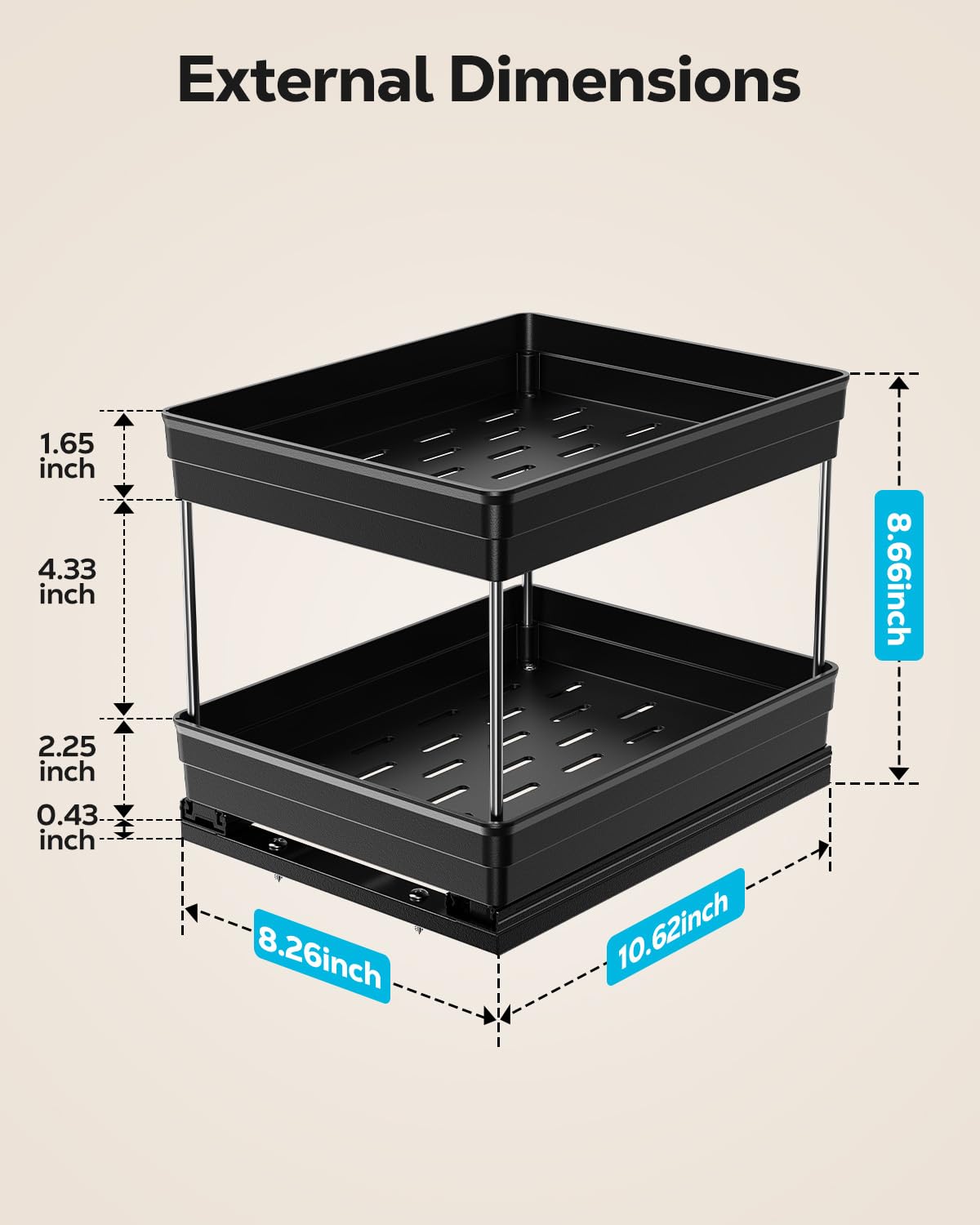 Nieifi Spice Organization for Cabinet-Vertical Spice Rack Pull Out-Spice Rack Organizer for Cabinet-4-1/3 inch Wide-Seasoning Kitchen Organizer-4.3" W x 10.6" D x 8.7" H-2 Pack-2 Tier