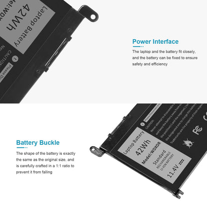 TREE.NB WDX0R Laptop Battery Replacement for Dell Inspiron 13 15 5000 7000 Series 5565 5567 5570 5578 7560 7570 7573 7579 5368 5378 Latitude 7368 17 5765 5767 Series Notebook 3CRH3 T2JX4 11.4V 42Wh