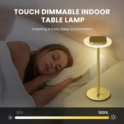 LOFTEK Cordless Table Lamps Set of 2, Rechargeable Table Lamp, Up to 55 Hrs Ultra-Long Battery Life, Eye-Friendly, Touch Dimming, Portable Wireless Ambient Lighting (Gold, 2 Pack)