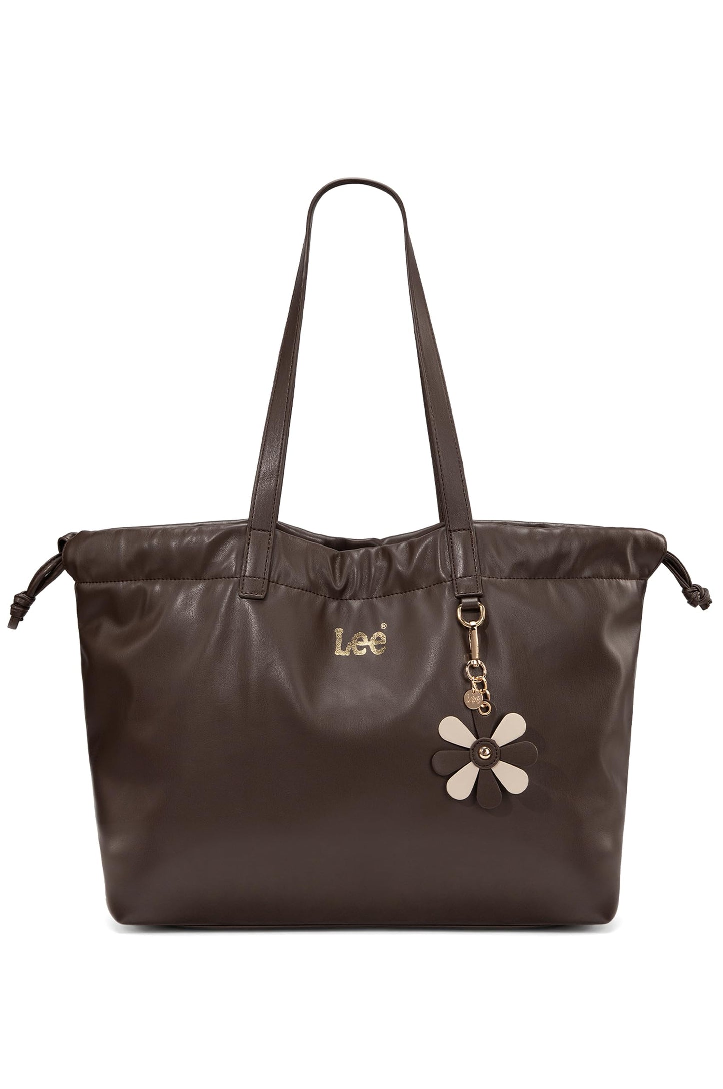 Lee Leather Tote Bag for Women, Spacious Vegan Leather Shoulder Bag & Handbag with Drawstring Closure, Durable Shoulder Straps, Large Capacity Work & Travel Purse, LEE73-001CF