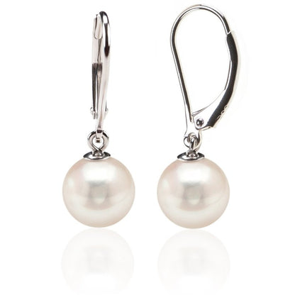 PAVOI 925 Sterling Silver Simulated Shell Pearl Earrings Leverback Dangle Studs 8mm