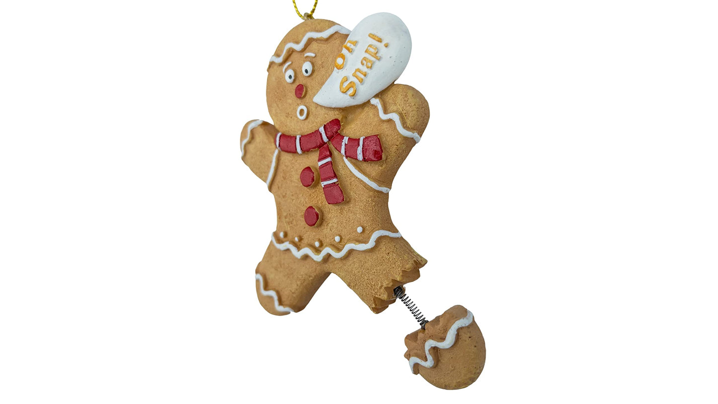 Gingerbread Man Cookie Oh Snap! Broken Leg Funny Christmas Tree Ornament