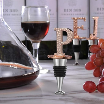 Miicol Wine Stopper, Prosecco Topper, Personalised Champagne Stopper, Rose Gold Wine Bottle Accessories, Wine Lovers Gift, Monogram Gift, Letter P