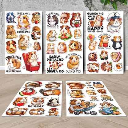 Guinea Pig Stickers 50 Pieces Vinyl Waterproof Decal for Laptop Water Bottle Phone Car Window Bike Motorcycle Stakeboard Scrapbook Guinea Pigs Sticker Gifts for Kid Teen Adult