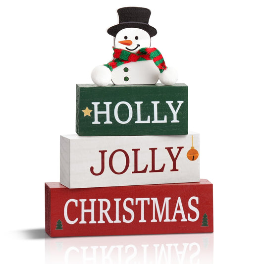 Mljsh Christmas Decorations Indoor Centerpieces for Table Decor, Wooden Christmas Sign Holiday Decorations Indoor Xmas Tabletop Winter Decors for Home Office Desk Shelf Window Sill Tv Stand Mantel
