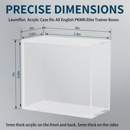 Laumffon Elite Trainer Box Acrylic Display Case Stackable- ETB Protector Case with Strong Magnets Sliding Lid -5mm +5mm Ultra Thick Acrylic Compatible with Elite Trainer Boxes, 1 Pack