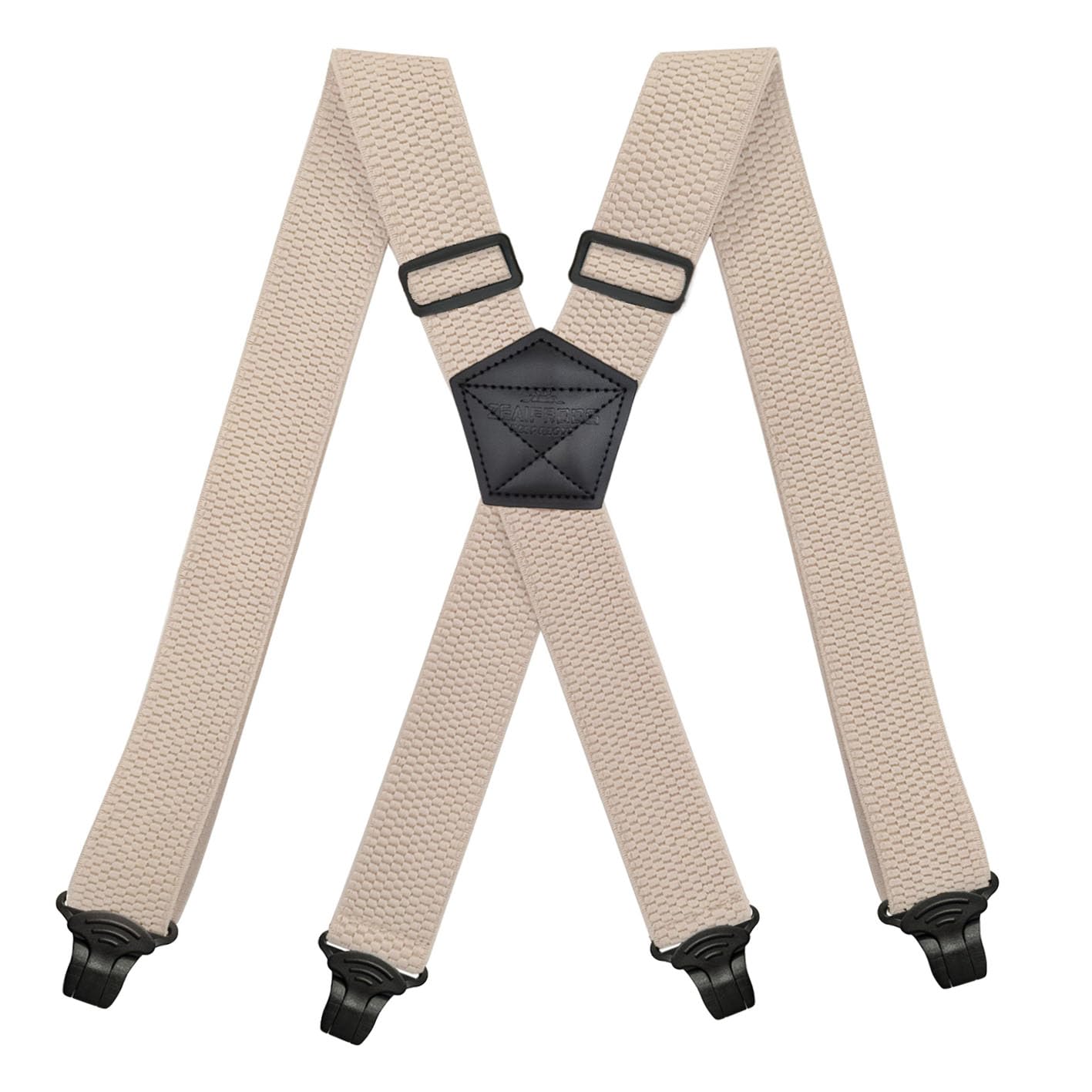 ZEAIFROOG Heavy Duty Suspenders for Men With Strong Plastic Clips Security Check Friendly.X-Shaped 1.5" Wide Khaki Men's Suspenders for Jeans or Pants