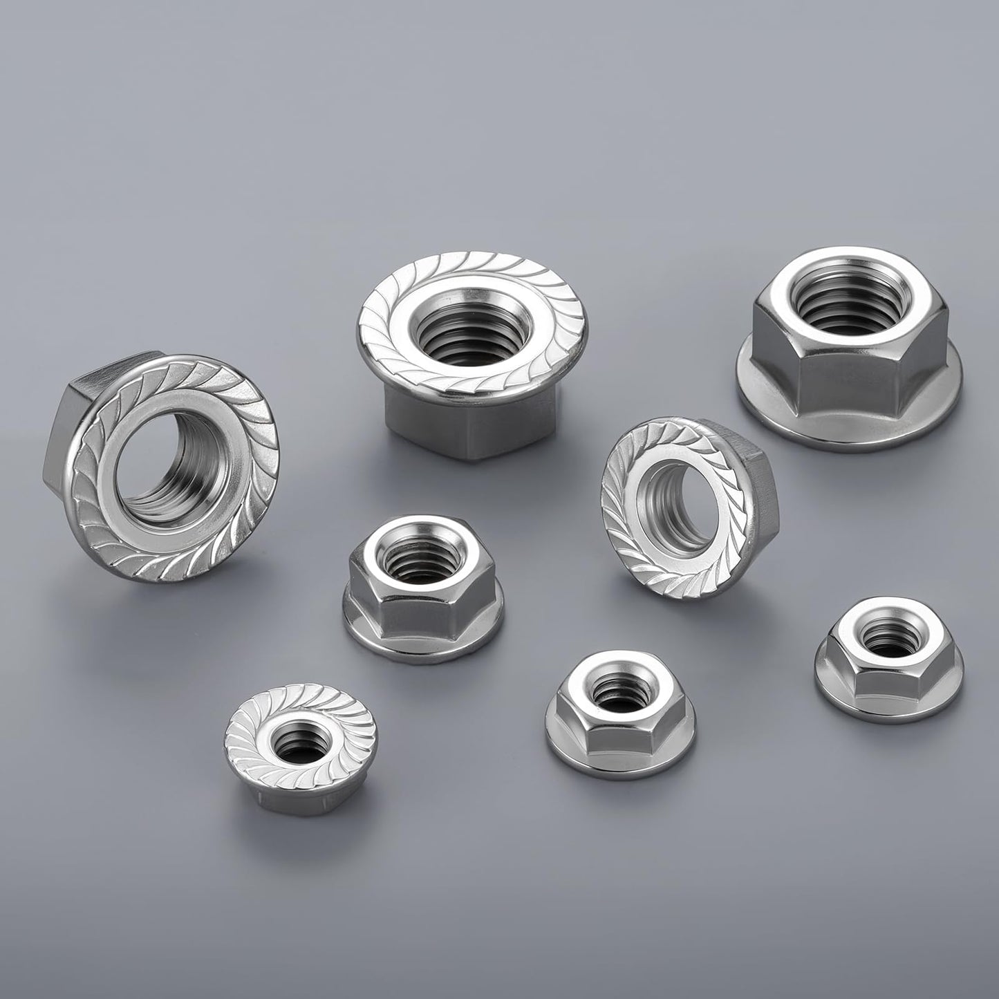 SVLING M5 Flange Nuts 175Pcs, Metric M5-0.8mm Serrated Flange Hex Nuts 304 Stainless Steel 18-8, Bright Plain Finish