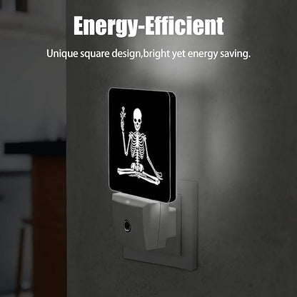 Skeleton Holding Flower Night Light, Dusk to Dawn Smart Sensor Nightlight for Bedroom Bathroom Kitchen Hallway Stairs Hallway, Plug-in, Energy Efficient Decor Desk Lamp Gifts