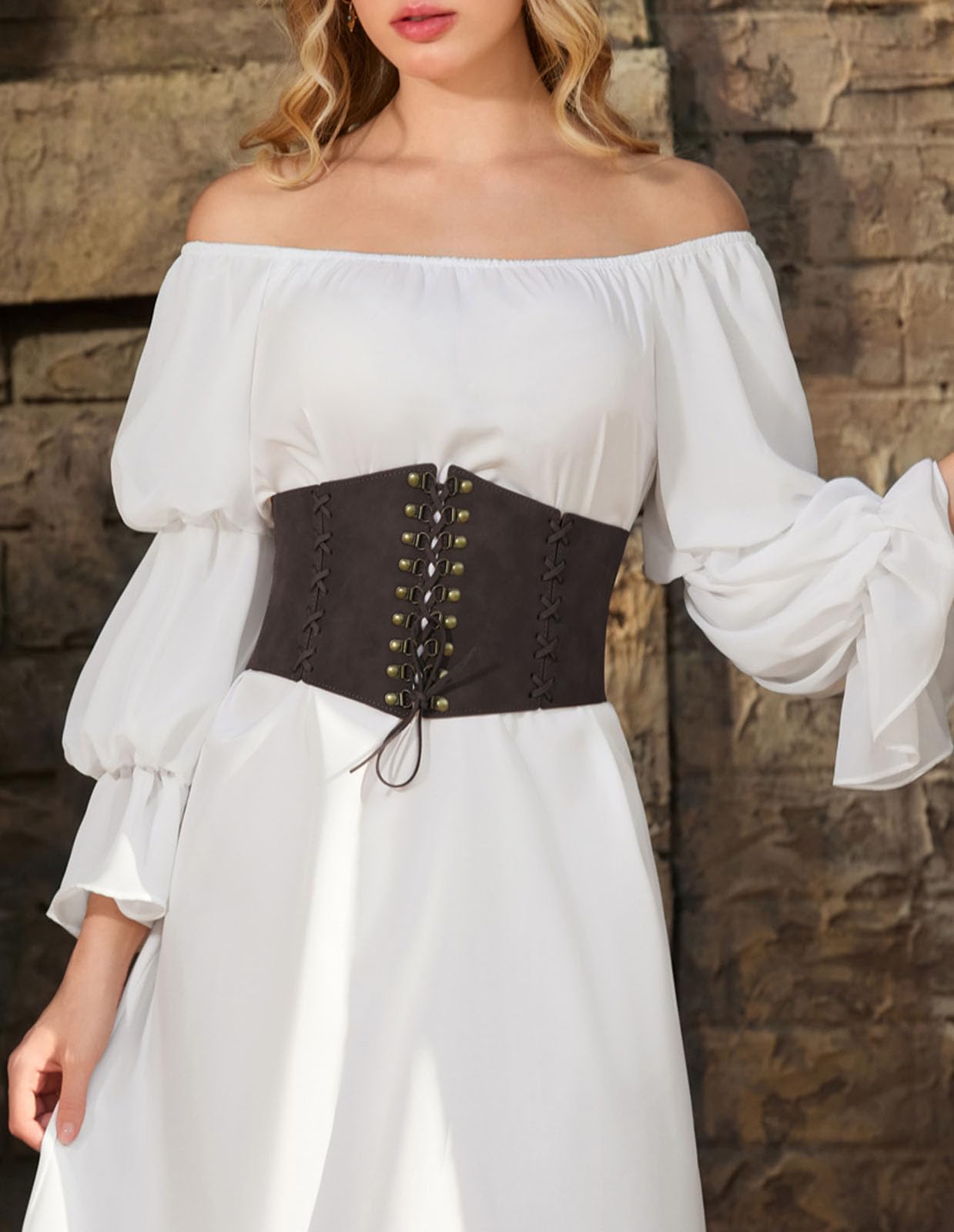 Scarlet Darkness Womens Pirate Corset Brown Wide Belt Dress Belt for Women Brown L