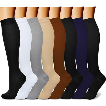 CHARMKING Compression Socks for Women & Men (8 Pairs) 15-20 mmHg Graduated Copper Support Calf Socks are Best for Pregnant, Nurses - Boost Performance, Circulation, Knee High Wide Calf(L/XL, Multi 01)