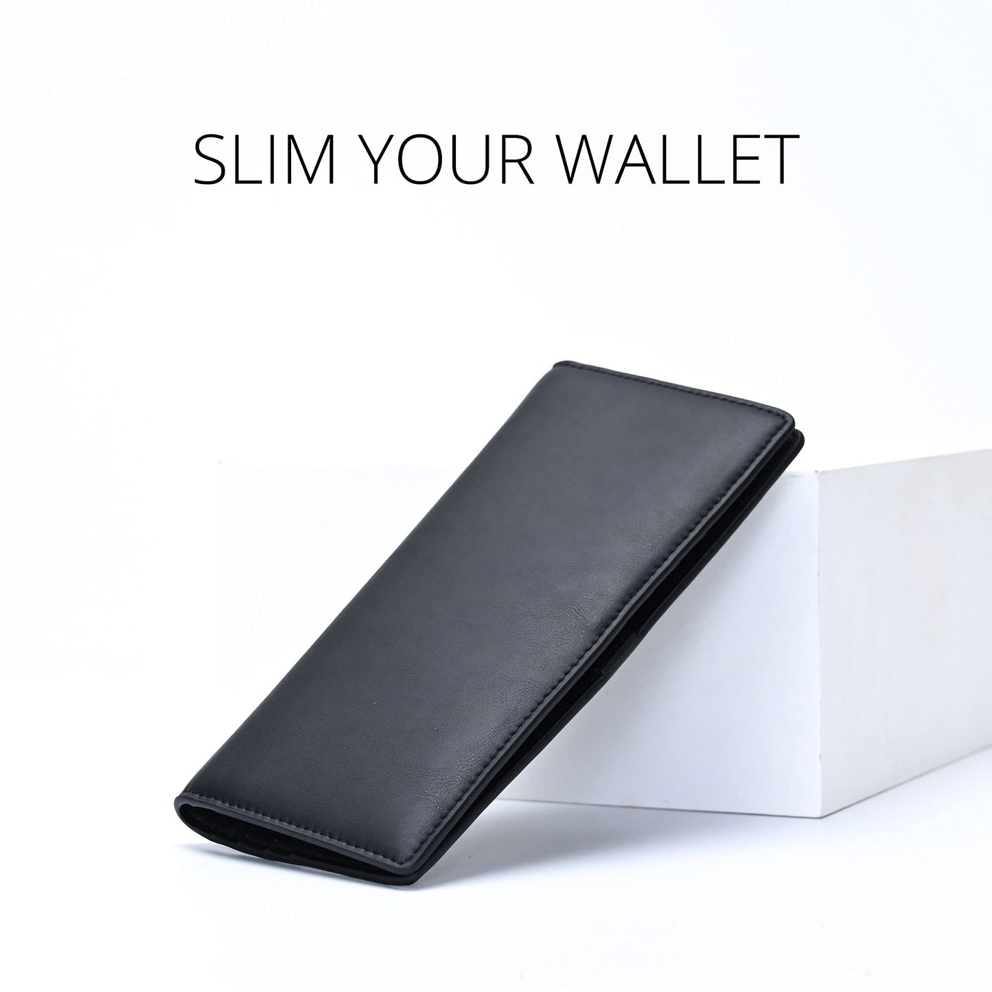 Alldaily Ultra Slim Thin Women Wallet RFID Blocking Credit Card Holder Bifold Long Ladies Billfold (Black)