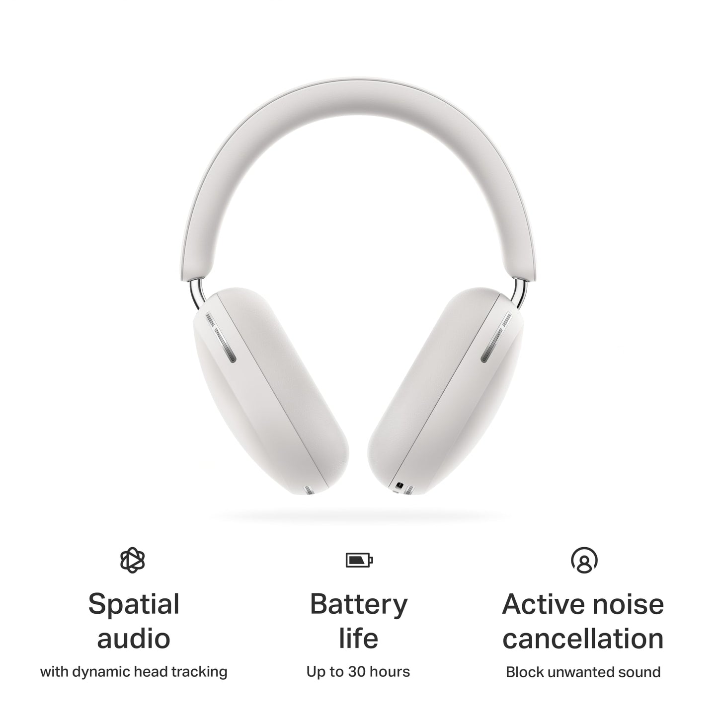 Sonos Ace | Noise Cancelling Wireless Over-Ear Headphones with Bluetooth, 30-Hour Battery Life, Spatial Audio, Dolby Atmos, Dynamic Head Tracking - White