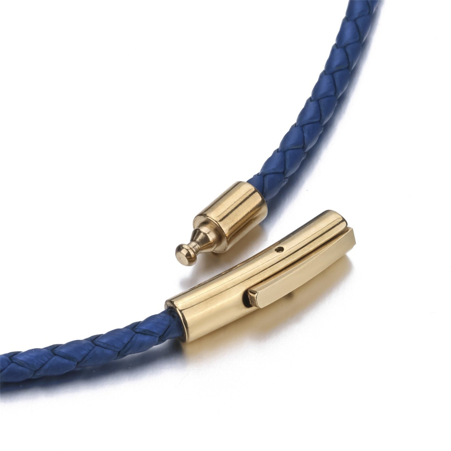 ELFASIO 3mm Mens Womens Red Braided Leather Cord Gold Stainless Steel Secure Clasp Necklace Chain 18 inch