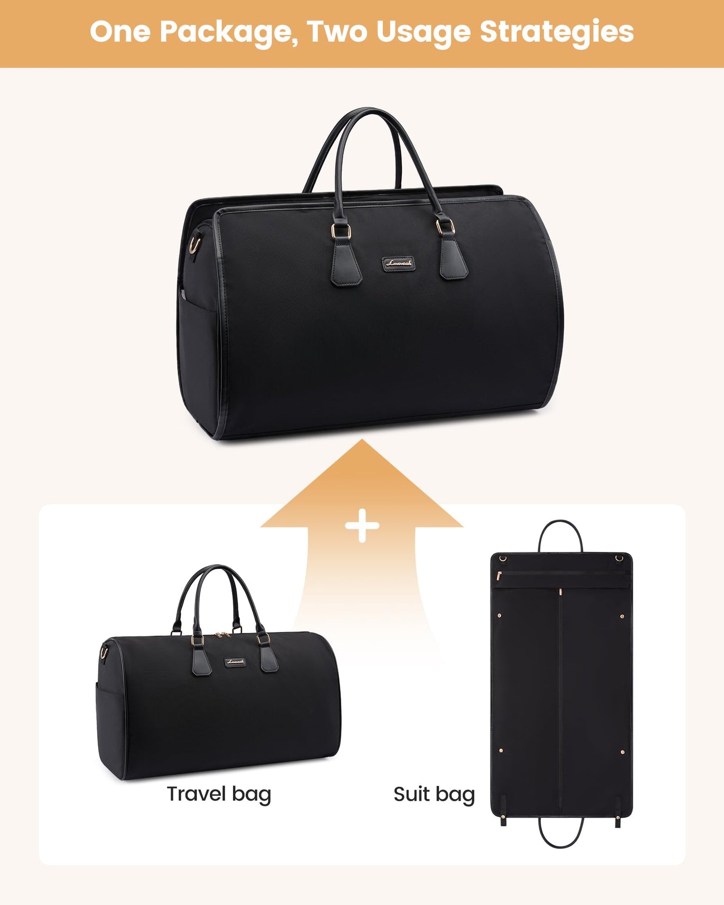 LOVEVOOK Garment Bags for Travel,3 in 1 Garment Duffle Bags for Travel with Shoe Pouch,Carry on Garment Bag for Women Men,Hanging Suitcase Suit Dress Business Travel Bag Weekender Bag