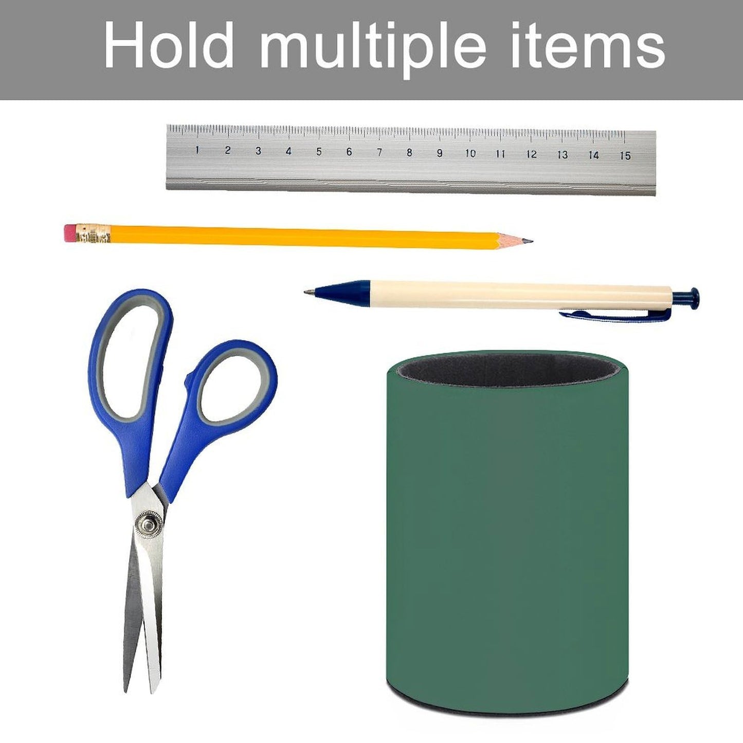 UTRSIFB Holder Cup Makeup Brush Storage Organizer, Waterproof Multifunctional Office Supplies, Pen Holder Cylinder Leather Pencil Green