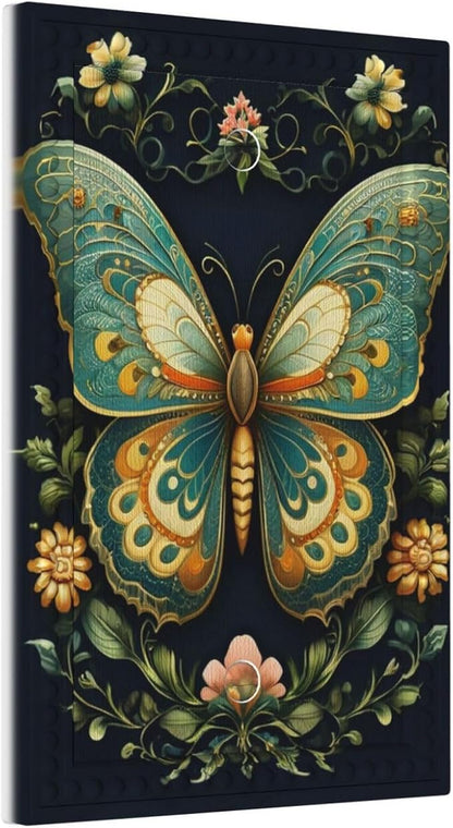 Butterfly Ornate with Flower Light Switch Covers No Device Wall Plate 1 Gang Decorative Blank Switchplate Electrical Faceplate for Country Living Bedroom Decor