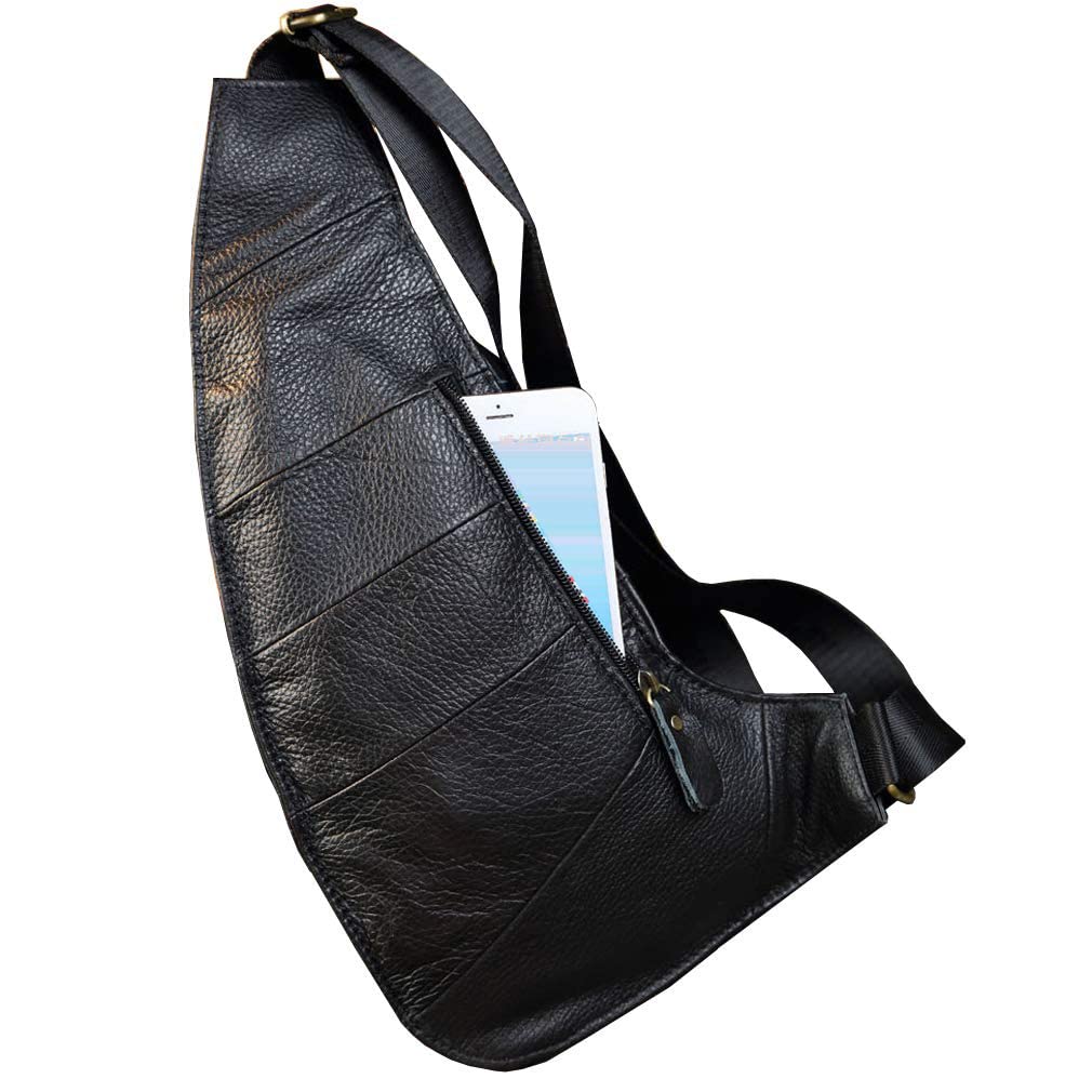 Leather Sling Bag Crossbody Backpack for Men Women Travel Outdoor Business Hiking Camping Shoulder Chest Day Pack Casual Daypack
