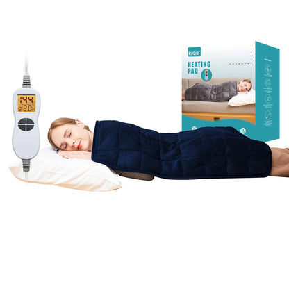 Ruqiji 17''x33'' XXXL King Size Heating Pad with 120 Minutes Auto Shut Off&6 Temperature Settings, Flannel Electric Heating Pad/Pain Relief for Back/Neck/Shoulders/Menstrual Pain/Leg Cramp (Dark Blue)