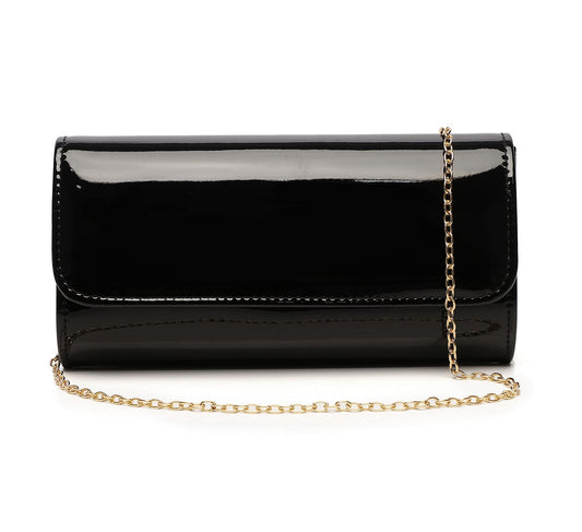 MUDUO Women Patent Leather Wallets Fashion Clutch Purses Evening Bag Many colors Handbag (18Black)