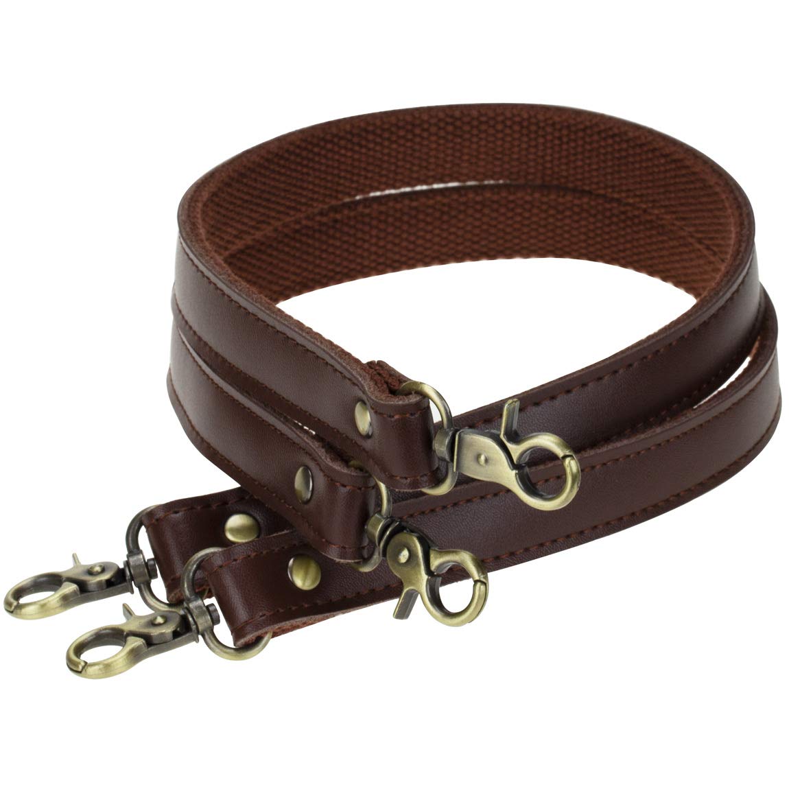 Allzedream Genuine Leather Purse Strap Sewing Canvas Replacement Handbag Shoulder Bag 2 Pcs (Coffee)