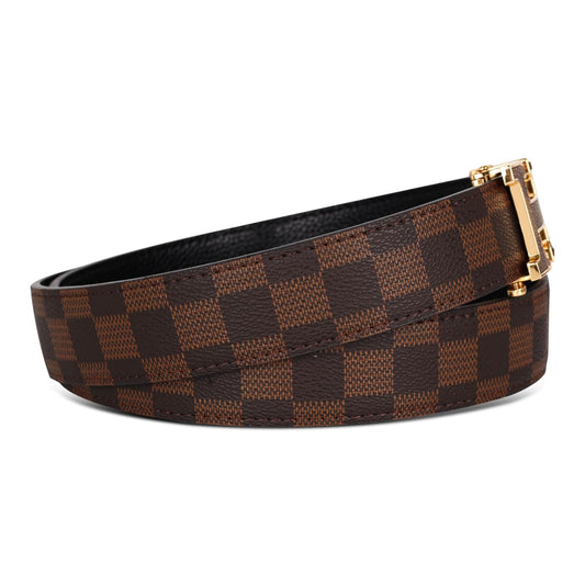 Aurolran Men&Womens Leather Dress Belt Business Automatic Buckle Belt Color-Black Silver Gold
