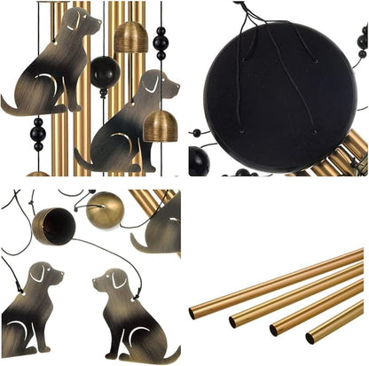 Bronze Dogs Wind Chimes Decor, Portable Mobile Wind Catcher, Sympathy Wind Bells, Memorial Gifts for Mom, Housewarming, Blessing Windchime(Outside/Indoor/Home/Room/Porch/Tree/Yard/Garden Decorate)