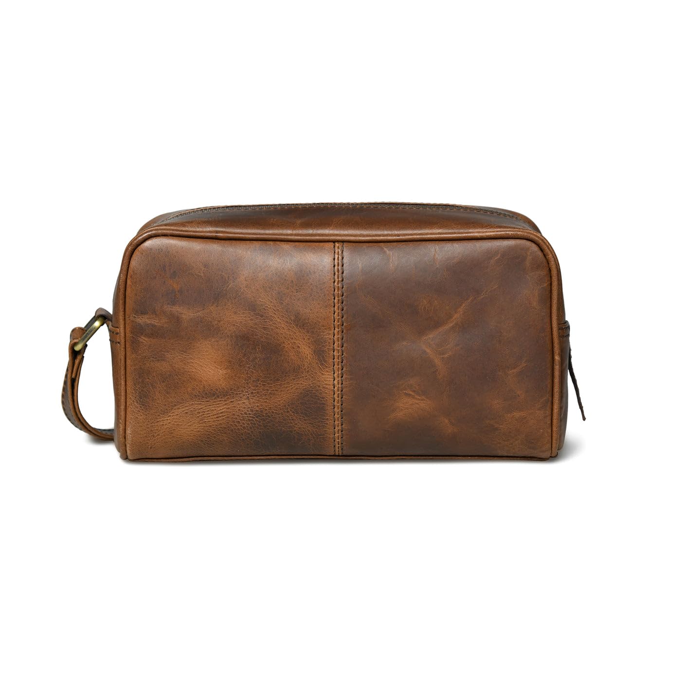 MaheTri Leather Toiletry Bag Travel Dopp Kit | Genuine Handcrafted Cosmetic Bag for Men & Women | Multipurpose use Durable Leather Toiletry Bag (Cosmetic, Shaving Kit) (Lumber Brown)