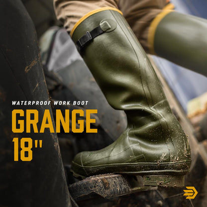 LaCrosse Grange Rubber Hunting & Work Boots for Men - Waterproof ZXT Rubber, with Adjustable Fit Strap, EVA Footbed, and Slip-Resistant Outsole, Mossy Oak Original Bottomland - 7
