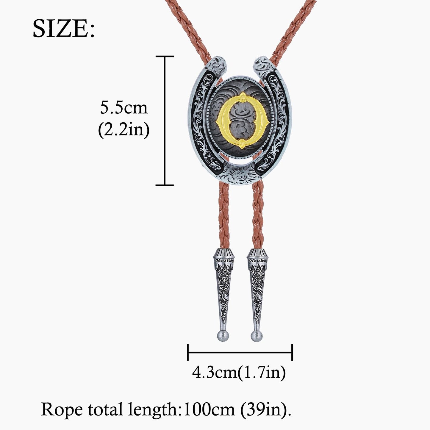 HUABOLA CALYN Brown Bolo Tie for Men Black Initial Letter ABCDMJR to Z Native American Western Cowboy Bolo Tie for Women (O)