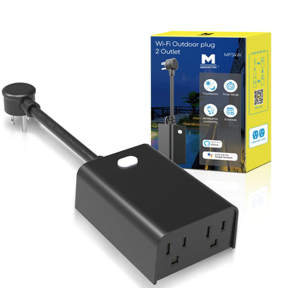 Minoston Outdoor Smart Plug, Matter Smart Plug, Smart Home Wi-Fi Outlet IP65 Waterproof, Compatible with Alexa, Apple Home, SmartThings, Google Home, Smart Life, IP65 Waterproof, 2.4Ghz, 2 Pack