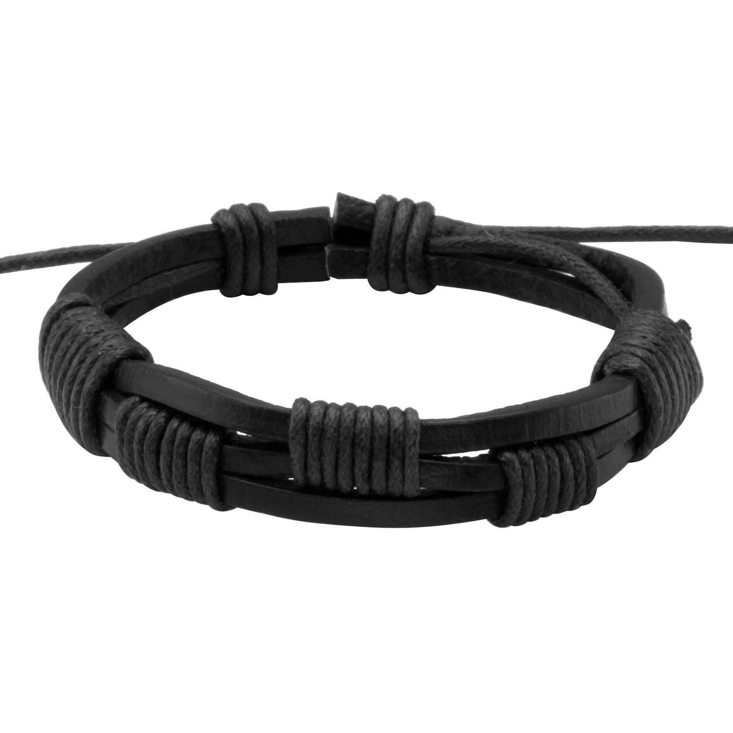 Eigso 6 Pcs Braided Leather Bracelets for Men and Women Punk Biker Cuff Bracelet Adjustable with Wood Beads