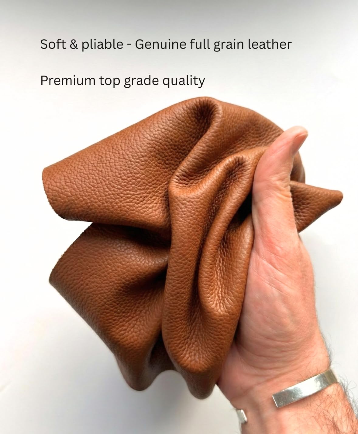 12'' x 24'' Genuine Full Grain Cowhide Leather Sheet — Soft Leather for Upholstery Repair, Handbags, Wallets, Sewing, Crafts, & DIY Projects — 1.1-1.3mm (3oz) Pre-Cut (Cognac Brown, 3 Pieces)