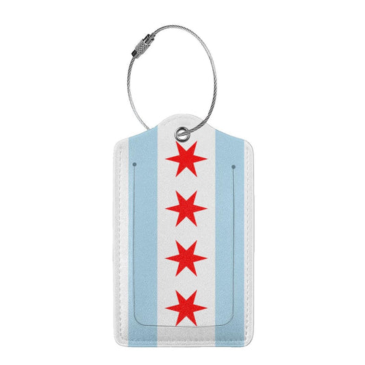 Chicago City Flag Luggage Tags for Suitcases Travel Suitcase Tags with Privacy Cover Id Label