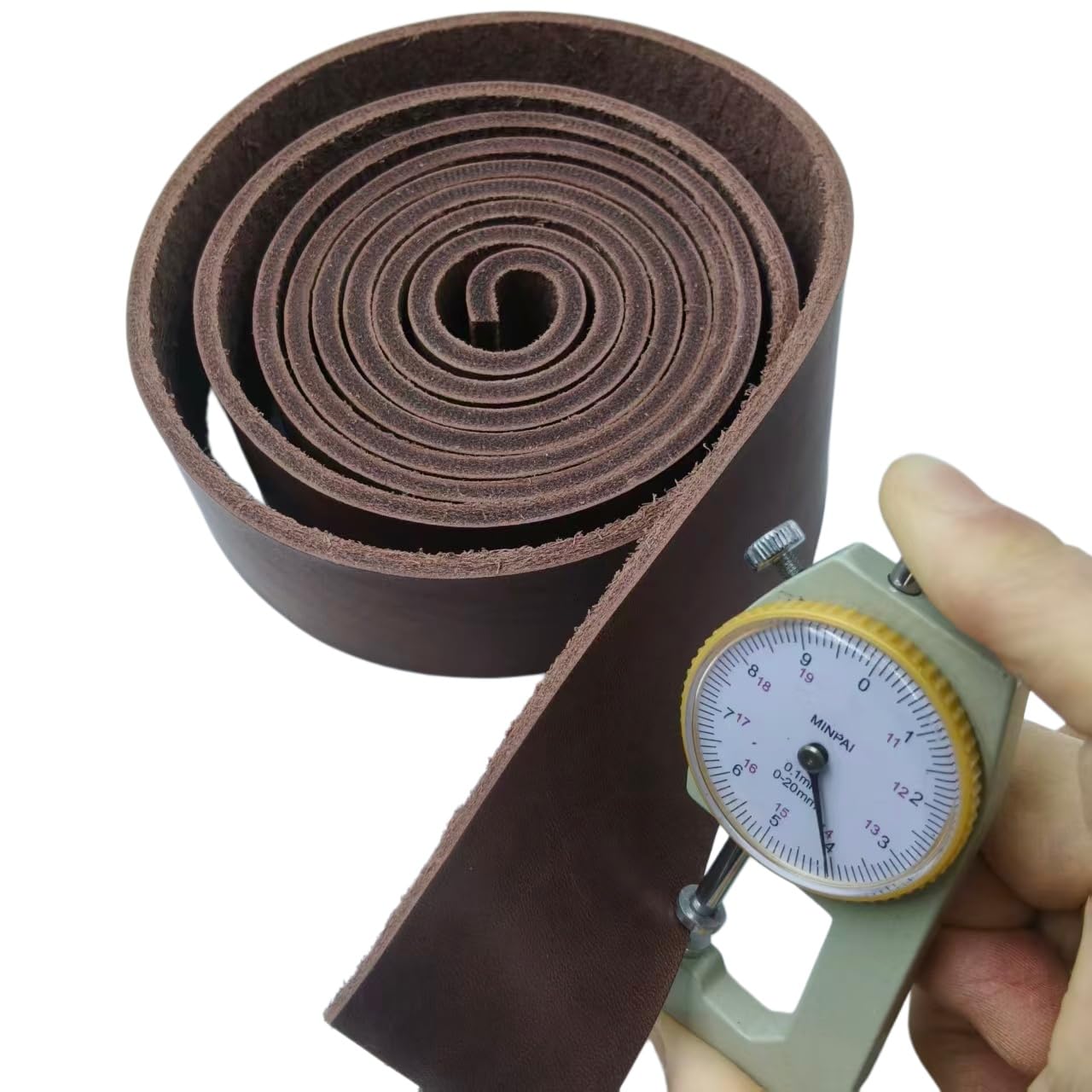 Premium Leather Strap, Brown Genuine Leather Strips, Heavy-Duty Leather Strip 4-5 Millimeters Thick (10-12.5 Ounces), Full Grain Leather Strips for Crafts (Brown 0.79"× 54")